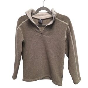 KUHL Europa 1/4 Zip Brown Fleece Shearling Collar Jacket Youth Size Medium 10-12